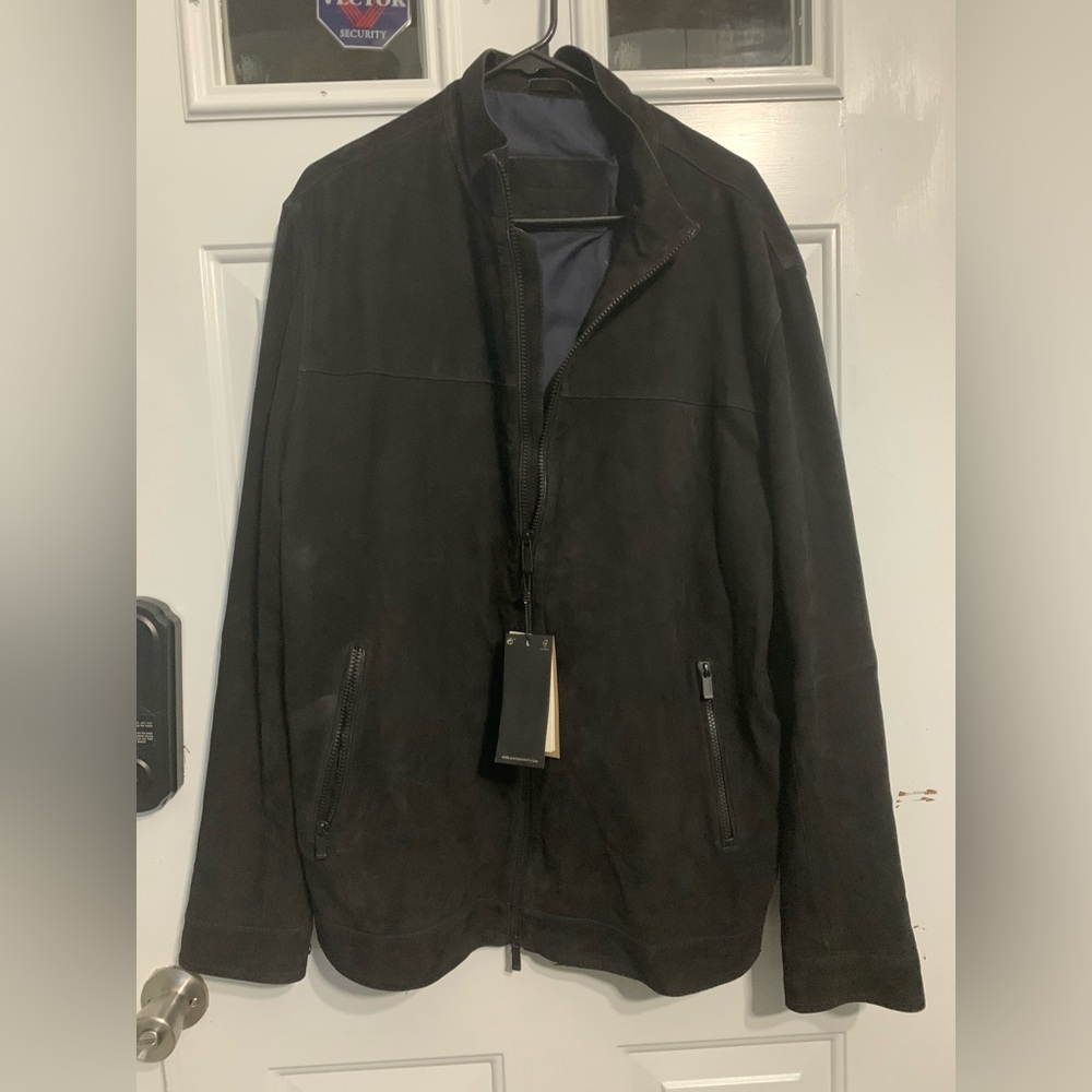 NWT Massimo Dutti Black Goat Leather Suede Jacket Men’s XXL